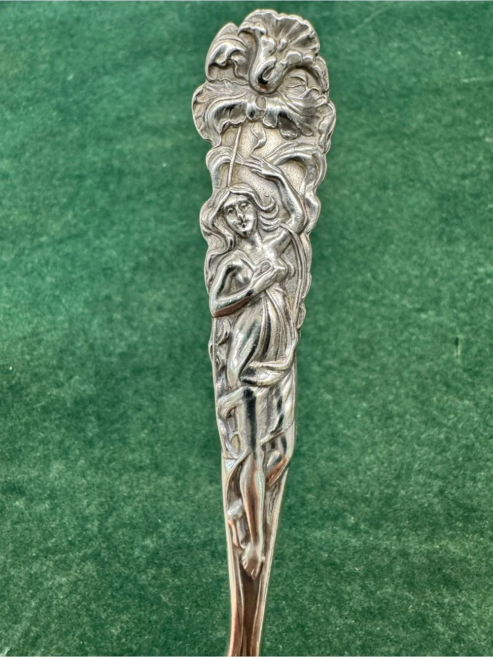 ALVIN RAPHAEL Sterling Silver Spoon 6.75” Art Nouveau Figural Woman 36g